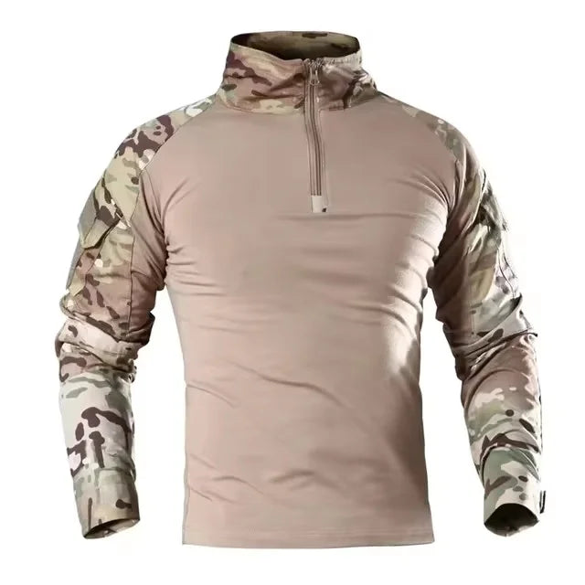 Men's Outdoor Tactical Hiking T-Shirts,Hunting Camouflage Long Sleeve Hunting Climbing Shirt,Male Breathable Sport Clothes