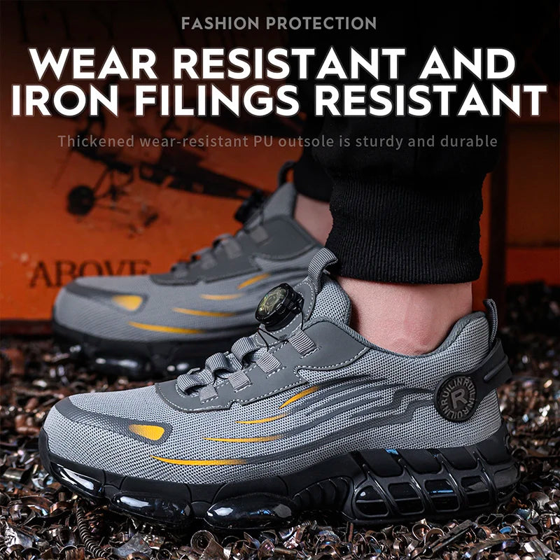 Rotating Button Safety Shoes Men Anti-smash Anti-puncture Work Shoes Fashion Men Safety Sport Shoes Security Protective BootsMen