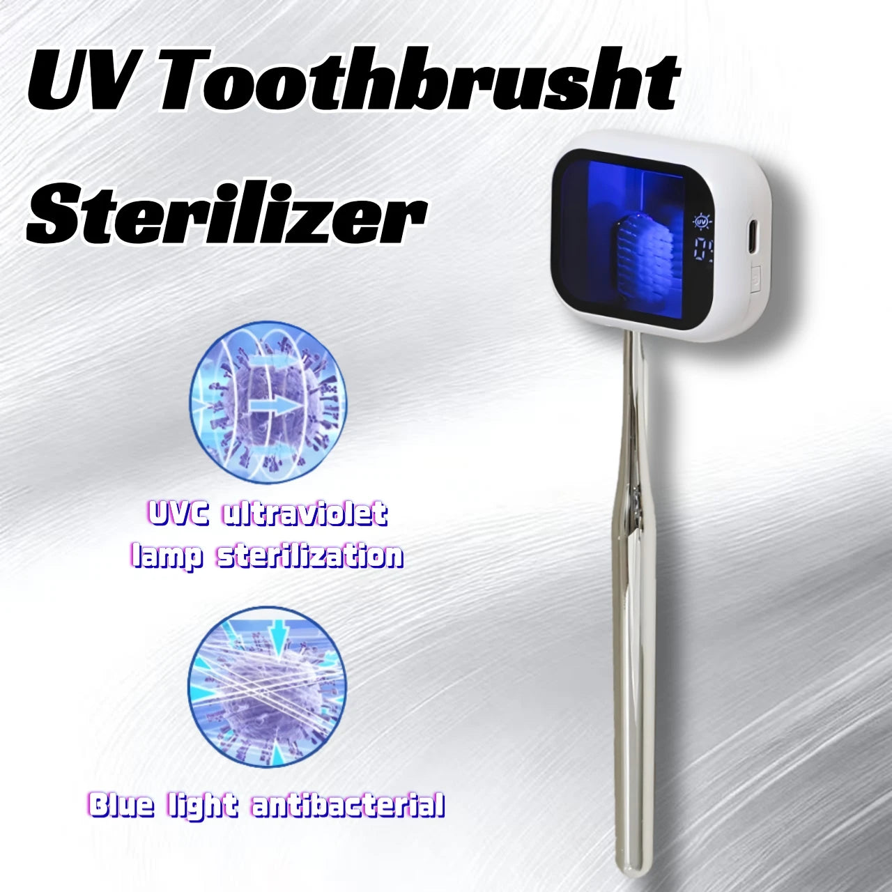 JUSTLANG Rechargeable Portable UV Toothbrush Sterilizer Smart Screen Display Wall Mounted Disinfector Mini Sanitizing Case