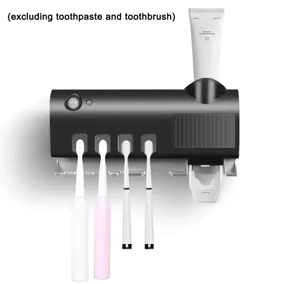 A wall mounted solar ultraviolet toothbrush sterilizer, with Automatic Toothpaste Dispenser&Squeezing Kit & bathroom accessories