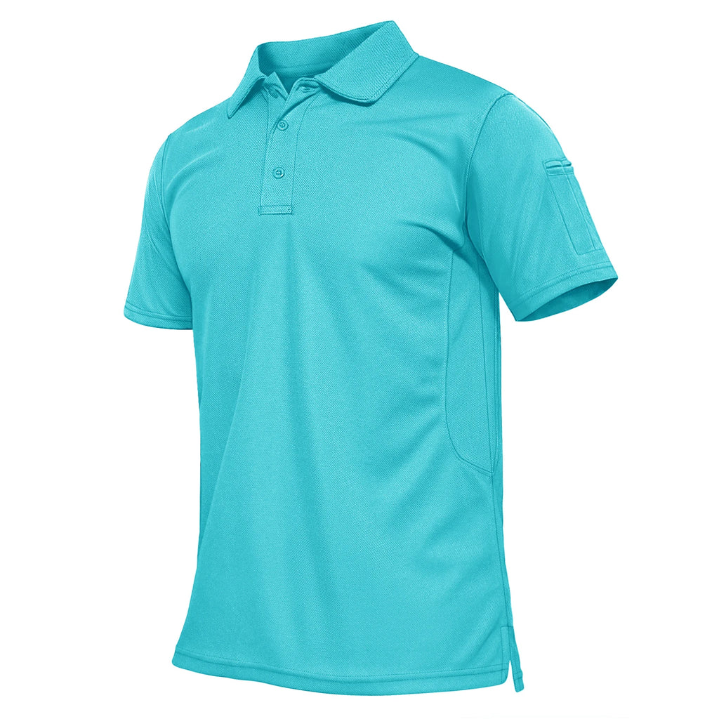 TACVASEN Summer Colorful Fashion Polo Tee Shirts Men's Short Sleeve T-shirt Quick Dry Team Work Green T-Shirt Tee Tops Clothing