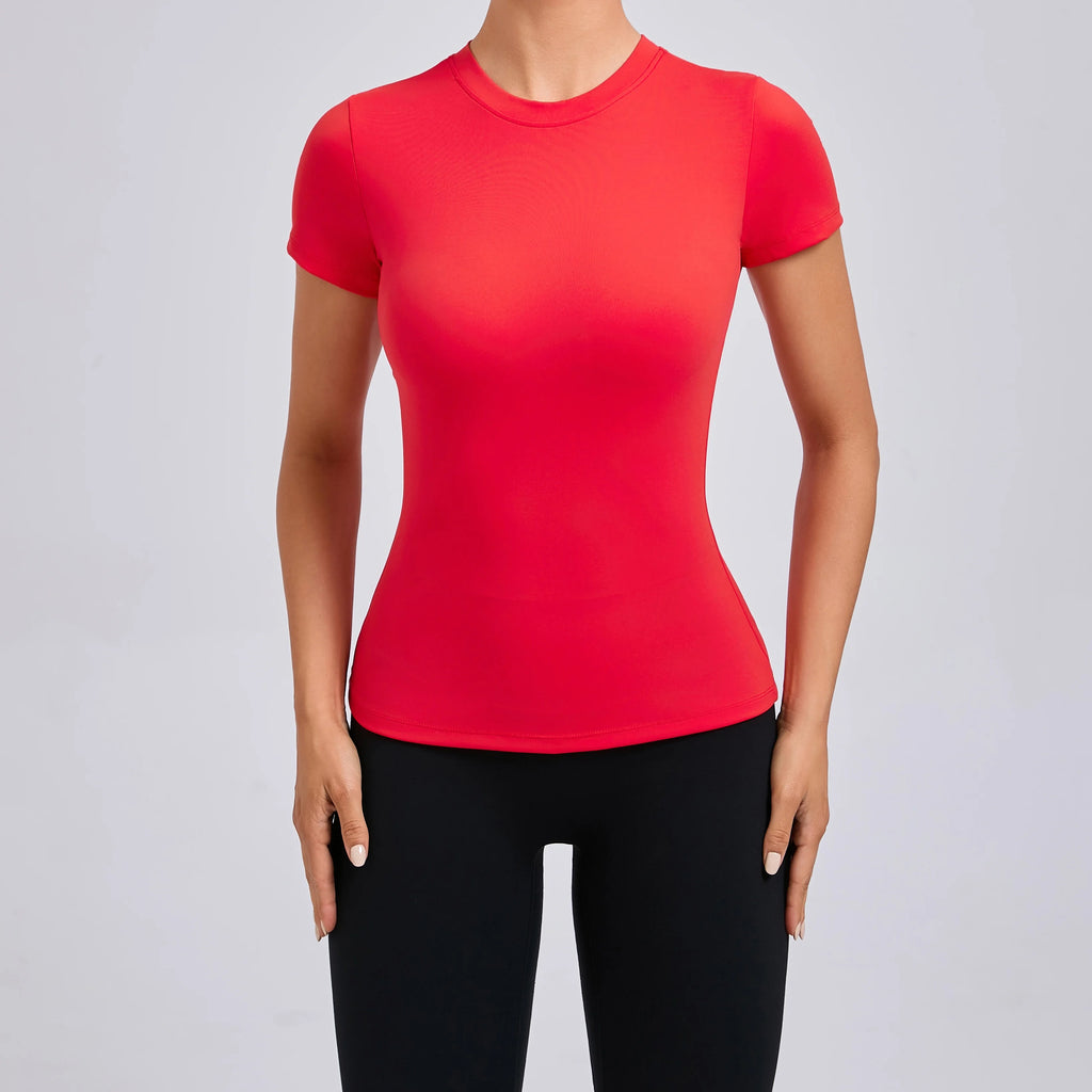 Women Top Yoga Shirts Quick Dry Running Tops Tights Push Up Workout Gym Clothes Short Sleeve Fitness Sports T-Shirts