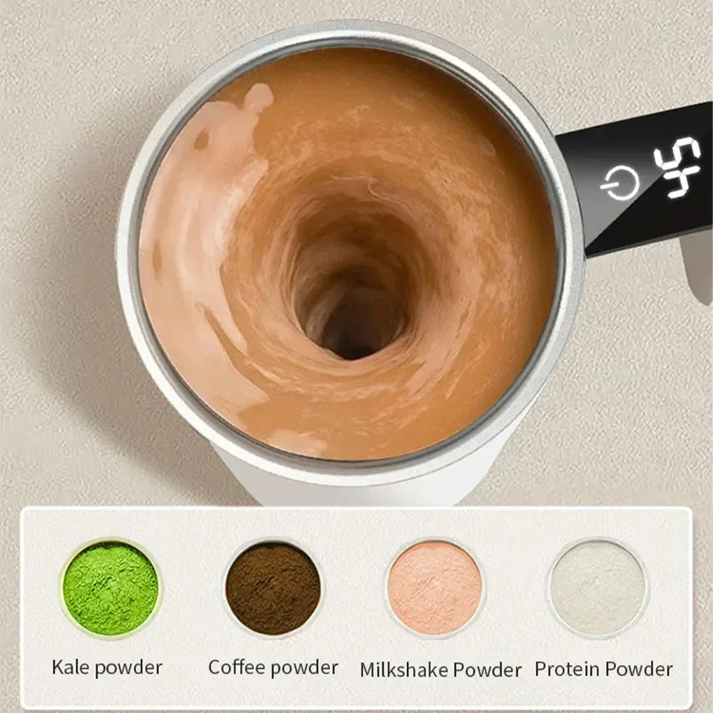 Automatic Self Stirring Magnetic Mug with LCD Screen Coffee Milk Stainless Steel Mixing Cup USB Rechargeable Smart Thermal Cups