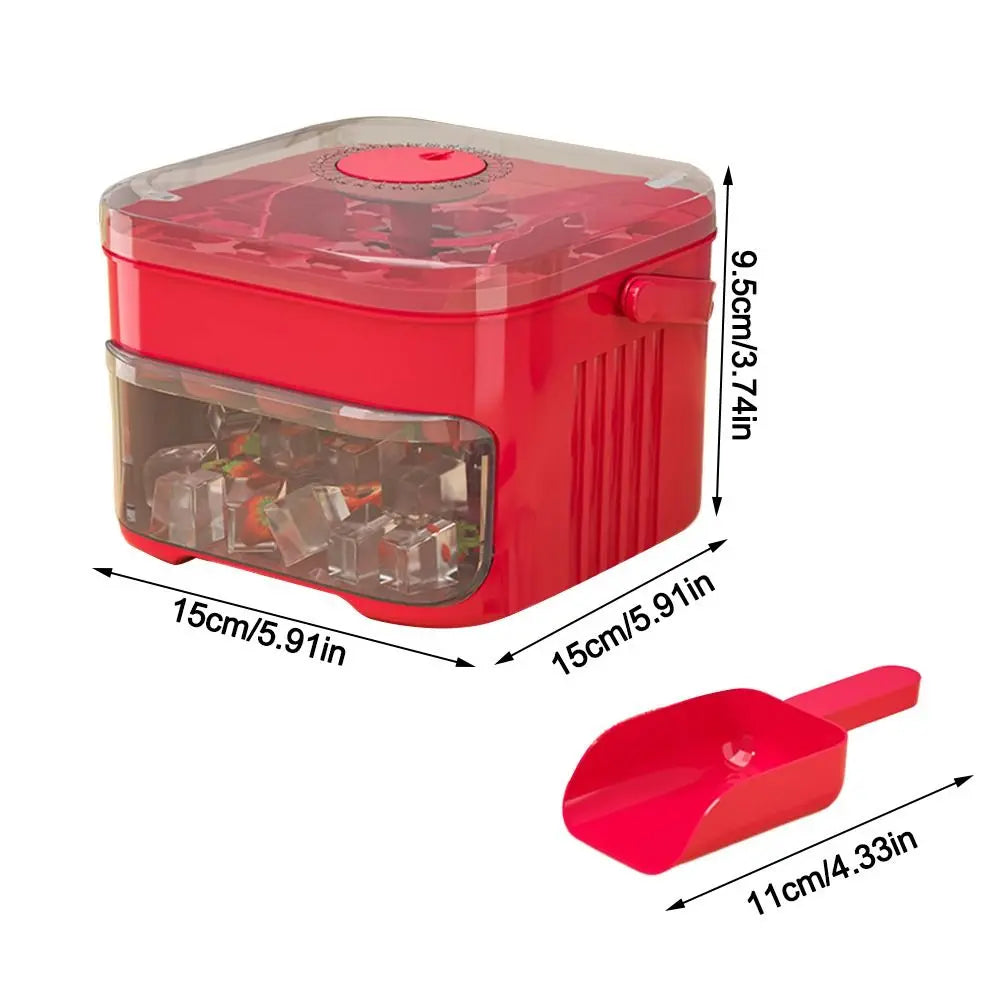 50-Cube Ice Maker with Easy Press Cap Large Capacity Double-layer Household Ice Storage Ice Box Reusable Ice Cube Maker