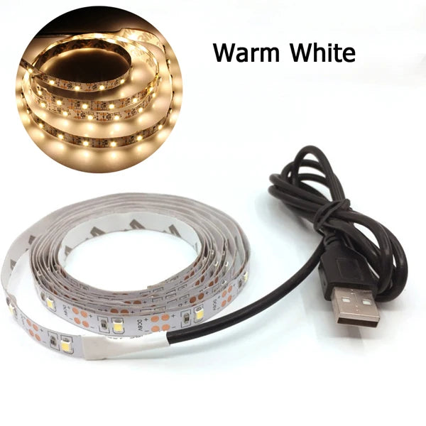 2835 RGB LED Strip Light 5V USB Power Flexible LED RGB/ White Ribbon 60LED 0.5m 1m 2m  5m TV Desktop Screen BackLight Diode Tape