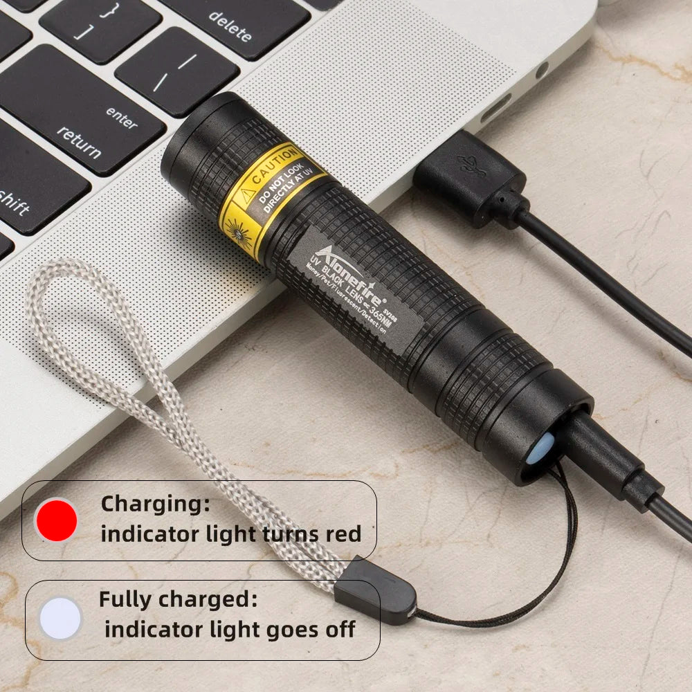 365nm UV Blacklight Flashlight – Rechargeable