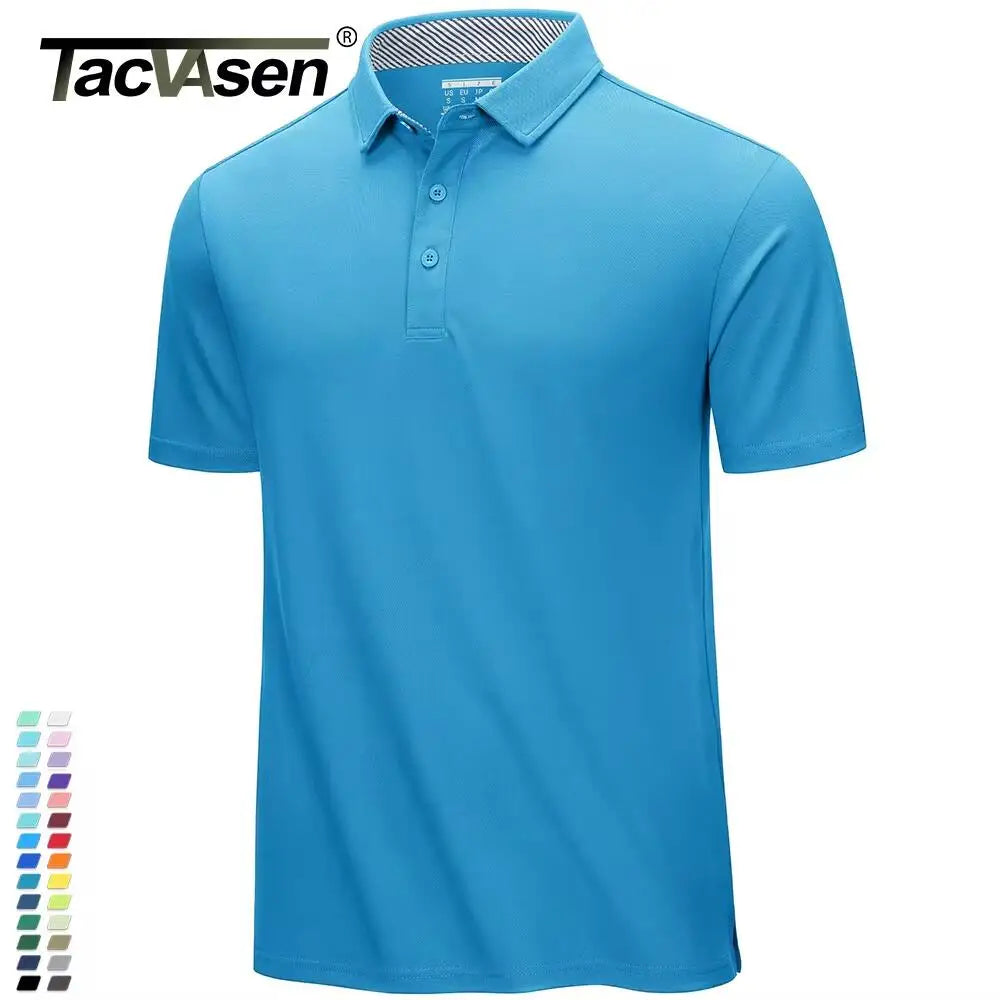 TACVASEN Summer Cotton Blend Golf Polos Shirts Mens Work Polo T-shirts Quick Dry Casual Short Sleeve Pullover Tops Outdoor Tee