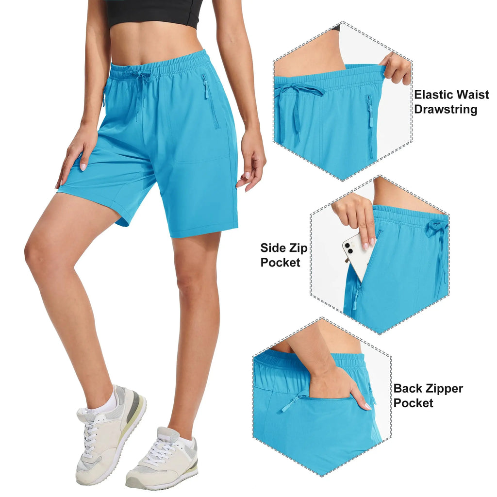 TACVASEN Summer Quick Dry Hiking Shorts Womens Workout Training Casual Shorts Gym Fitness Lightweight Elastic Waist Short Pants