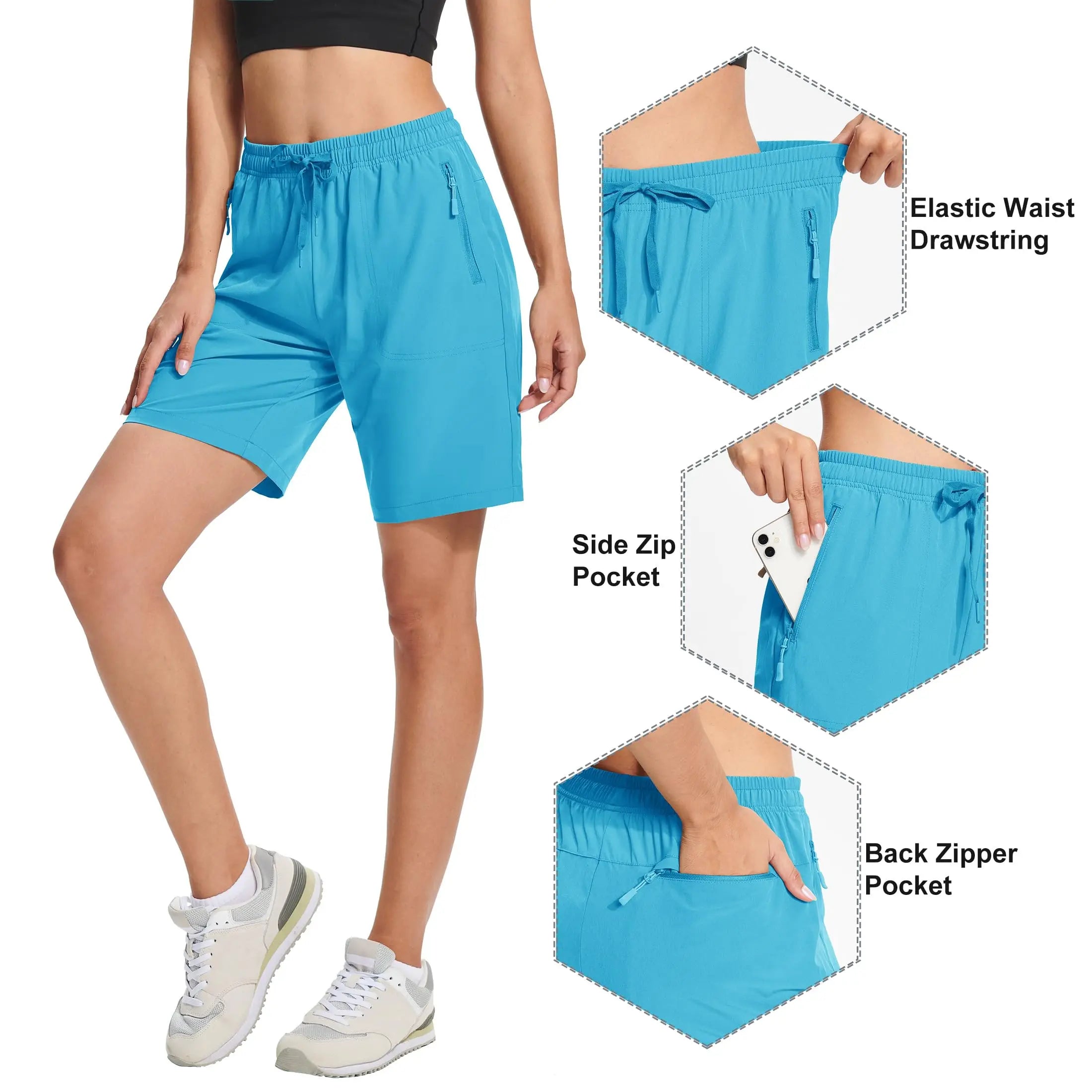 TACVASEN Summer Quick Dry Hiking Shorts Womens Workout Training Casual Shorts Gym Fitness Lightweight Elastic Waist Short Pants