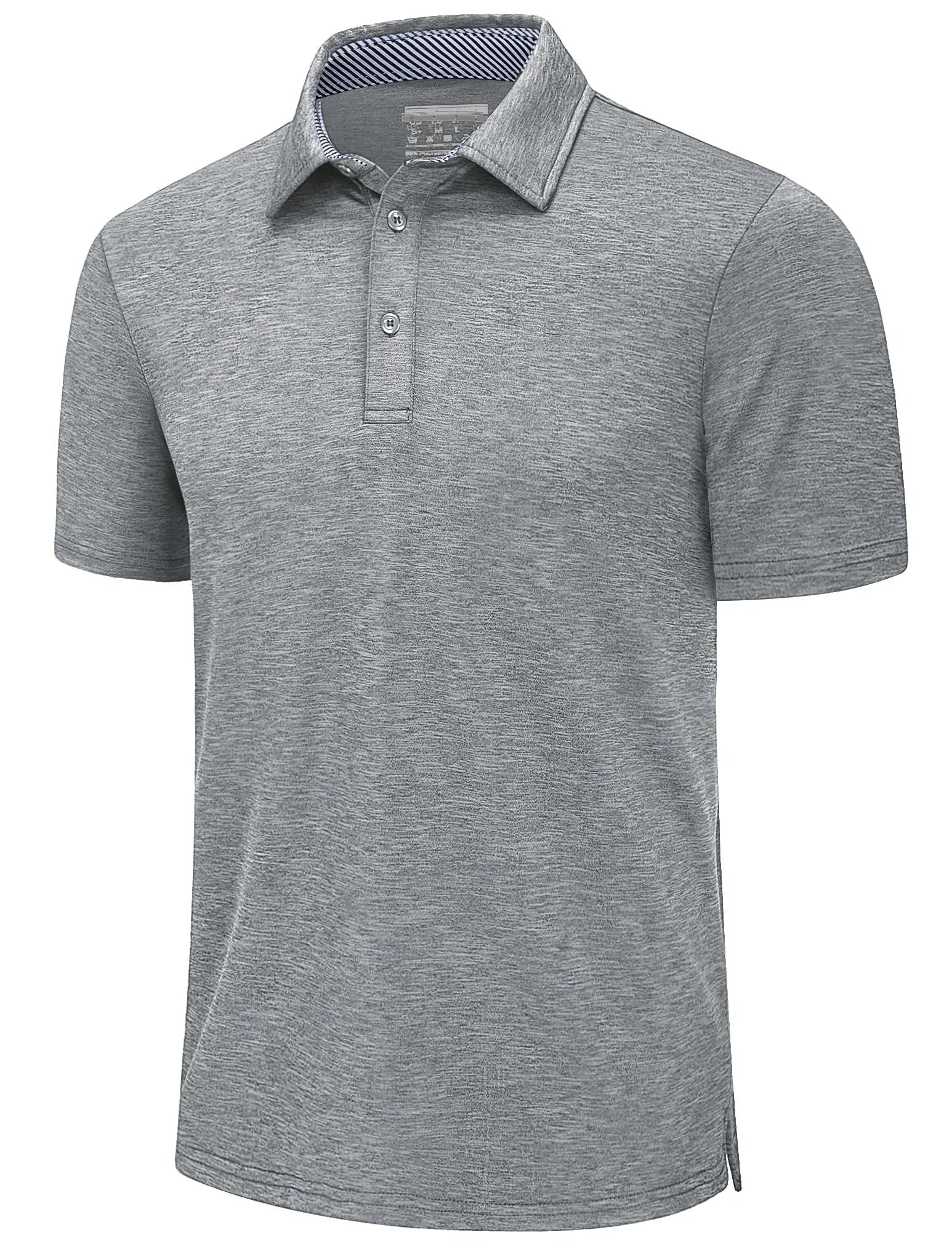 TACVASEN Summer Polo T-shirts Mens Casual Short Sleeve Shirts 3 Buttons Down Quick Dry Breathable Golf Fishing Pullover Workwear