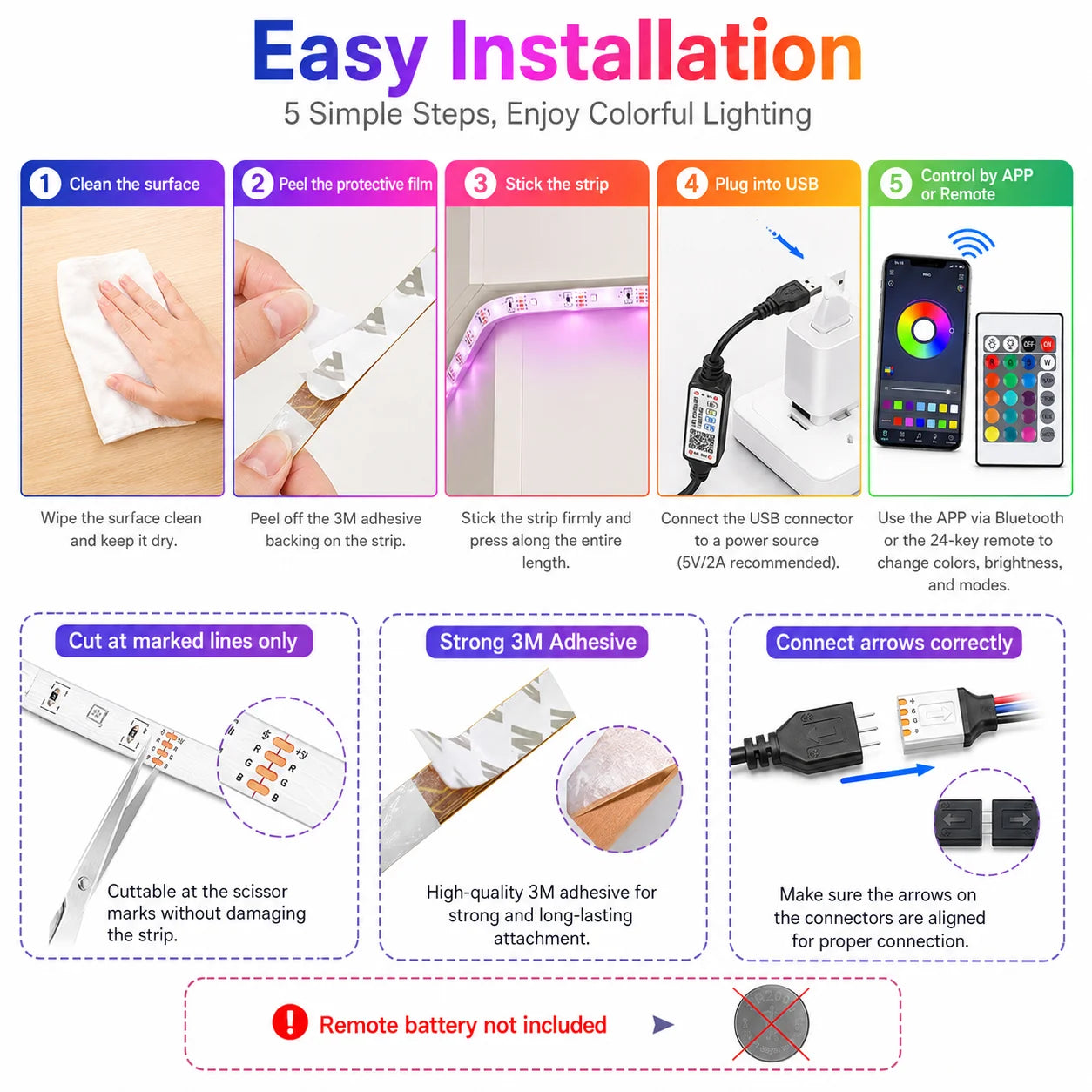 USB Led Strip Lights 5m 10m 20m 30m APP Control Music Sync Flexible Ribbon Luces Led Tape for Home Decor TV Backlight RGB Lights