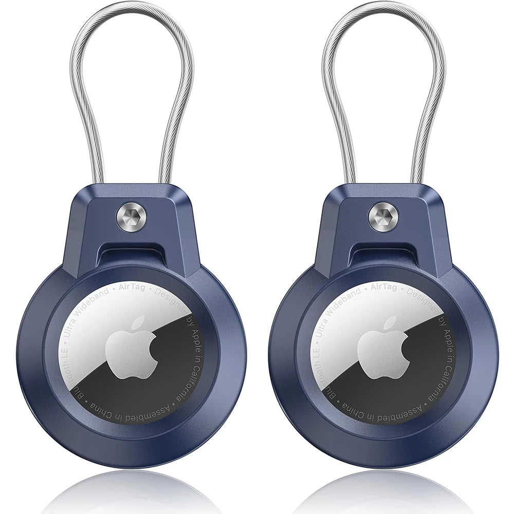 AirTag Holder For Apple Airtags Keychain Holder Case with Steel wire line and 360 Degrees Protective for Luggage Backpack Keys