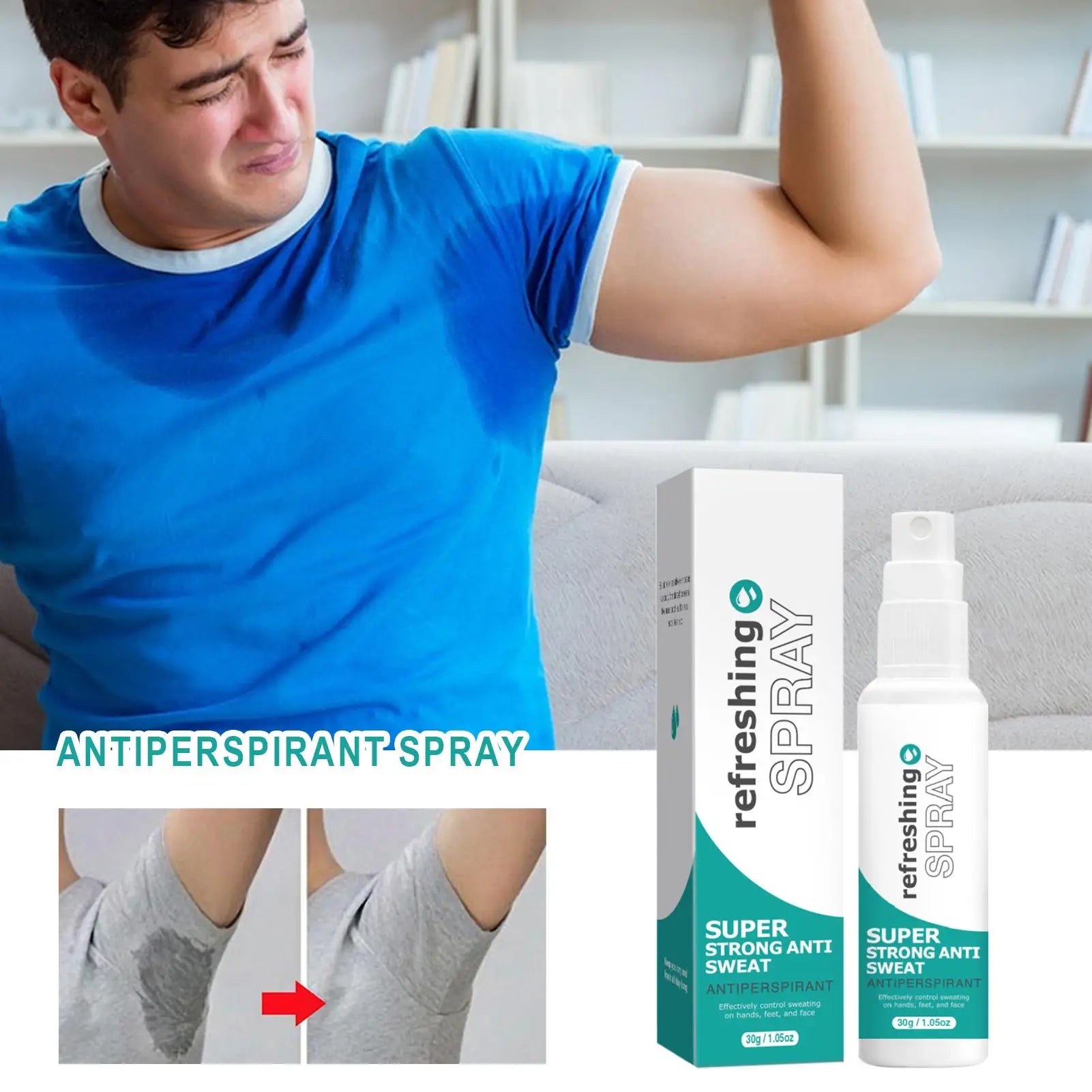 30ml Antiperspirant Spray Underarm Odor Removal Spray Body Armpit Fresh Antiperspirant Spray Refreshing Deodorant Spray