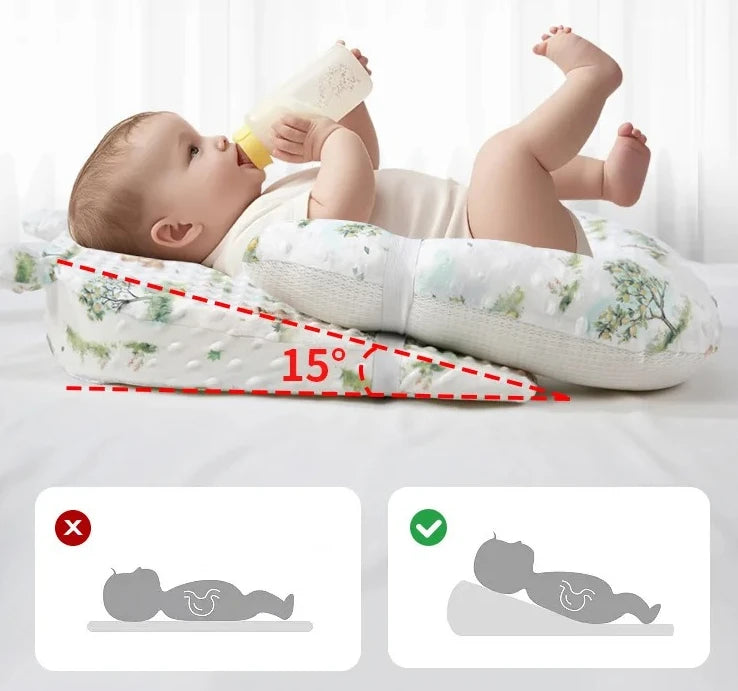 Baby Pillow Newborn Head Protector Sleeping Safety Breathable Shaping Anti Roll Toddler Pillow Infant Anti-Spill Milk Cushion