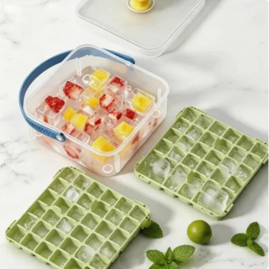 Ice tray set with lid and easy-remove lid - 36/72/108 compartments, food-grade PP material, suitable for chilling drinks