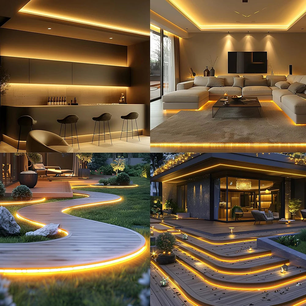 Flexible Cob Neon Led Strip Light 220v with Dimmer Switch Power Kit 288LEDs Warm/Natural White 0.5m 1m 2m 5m 10m Linear Lighting