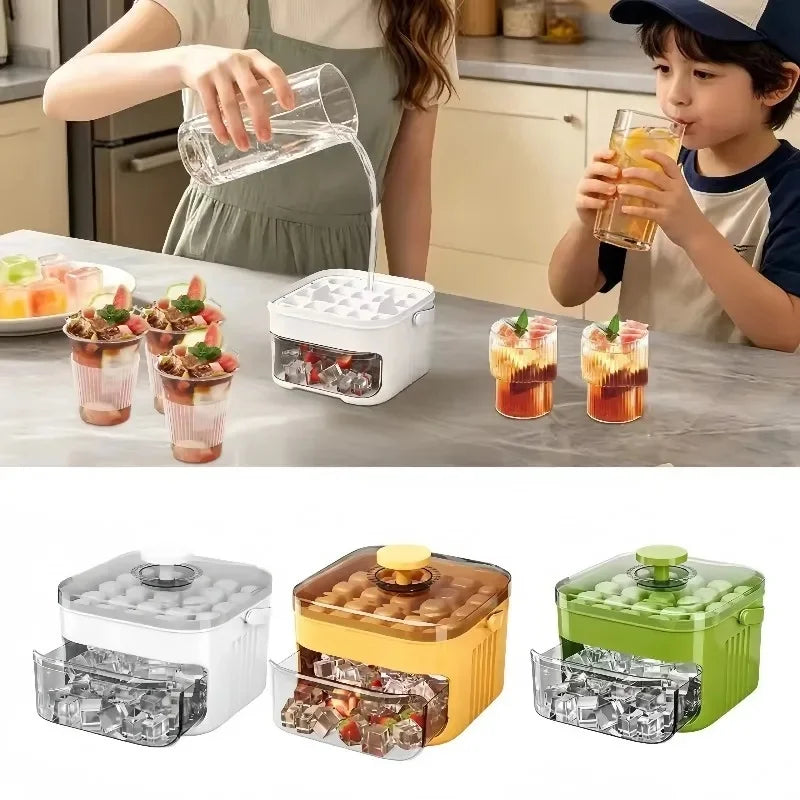 50 Grids Press Type Double Layer Ice Cube Tray With Lid Reusable Ice Mold Storage Box Ice Making Tool For Household