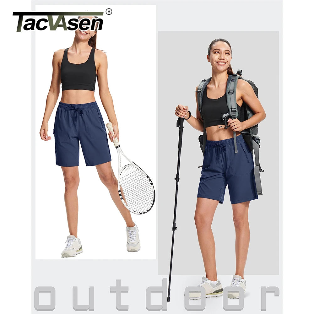 TACVASEN Summer Quick Dry Hiking Shorts Womens Workout Training Casual Shorts Gym Fitness Lightweight Elastic Waist Short Pants