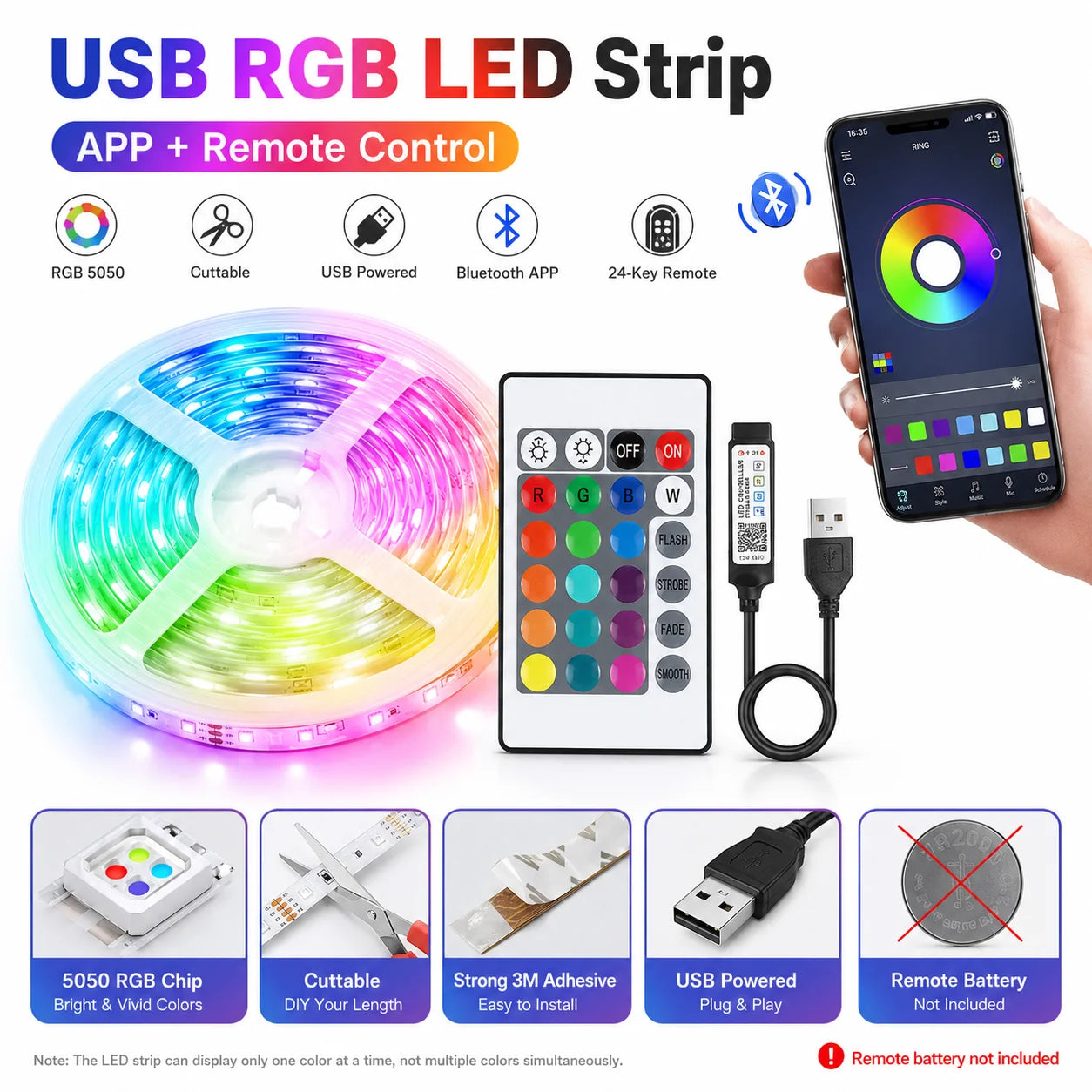 USB Led Strip Lights 5m 10m 20m 30m APP Control Music Sync Flexible Ribbon Luces Led Tape for Home Decor TV Backlight RGB Lights