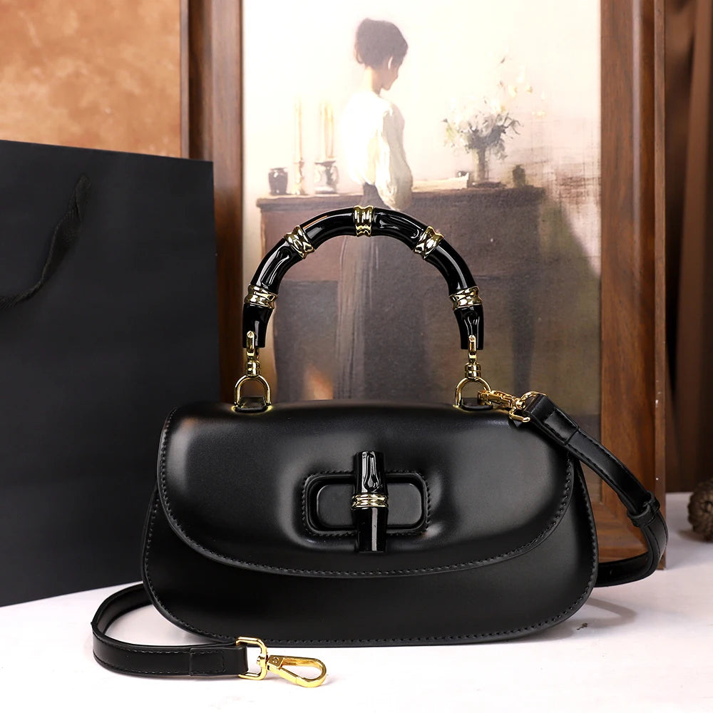 The 2025 new bamboo joint hand-held saddle bag is a versatile and high-end small single-shoulder crossbody bag for women