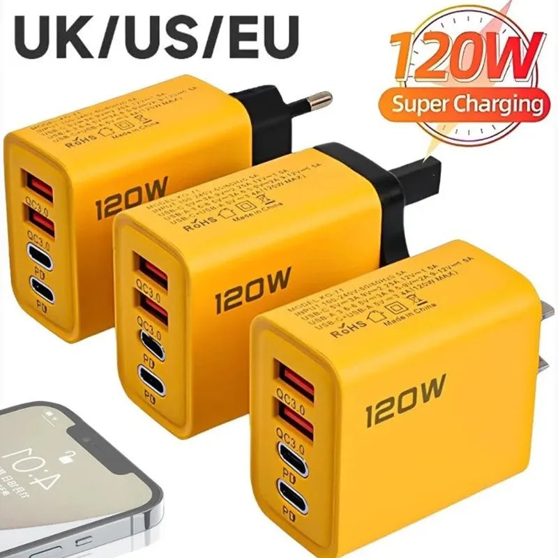 120W 4-Port Fast Wall Charger