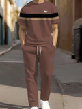 The new men's set for summer 2025 featuring 3D striped prints is a casual and fashionable outdoor sportswear