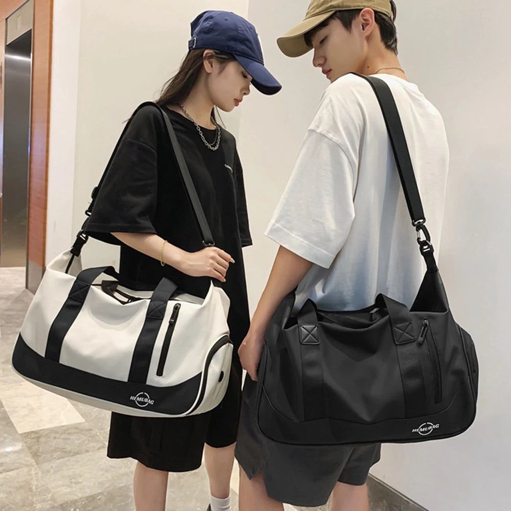 1Pcs Gym Bag for Women Men Sports, Gyms, Weekend Getaway, Waterproof Duffle Bag with Shoe & Wet Clothes Compartments