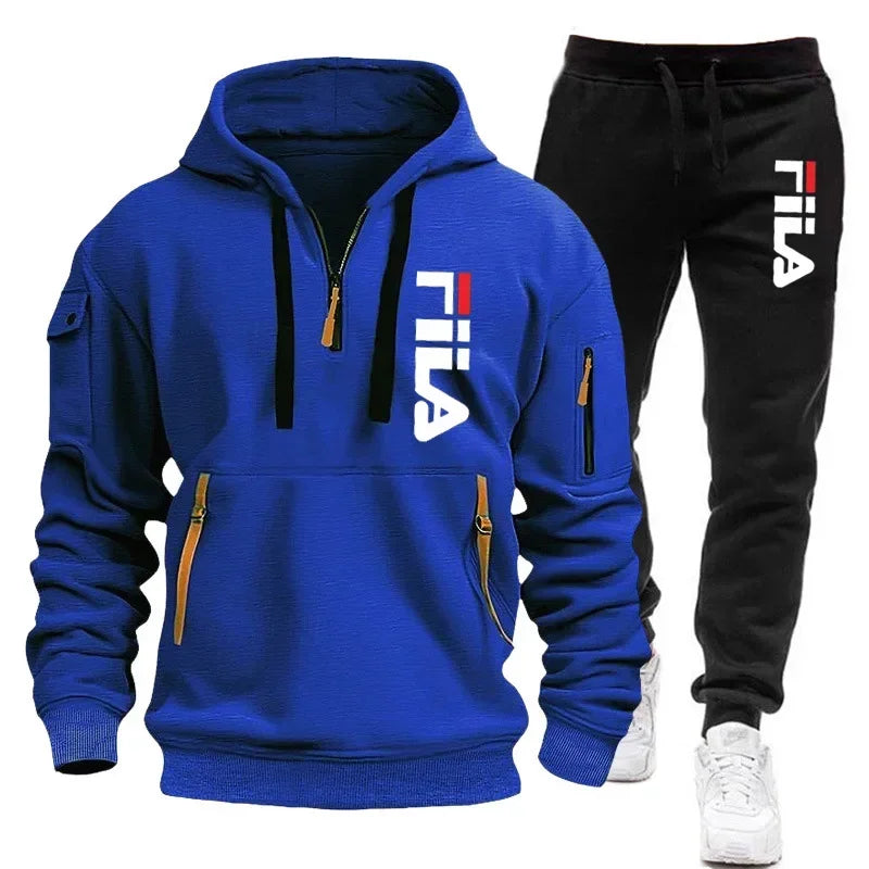 Autumn and winter hot selling men's hooded sweatshirt+casual pants two-piece outdoor multi pocket pullover and sports pants set