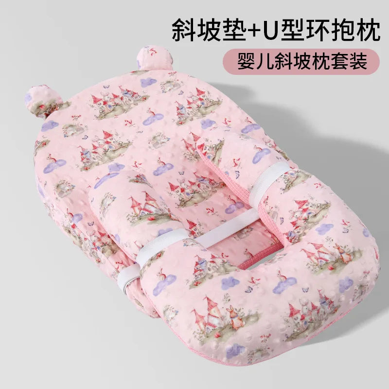 Baby Pillow Newborn Head Protector Sleeping Safety Breathable Shaping Anti Roll Toddler Pillow Infant Anti-Spill Milk Cushion