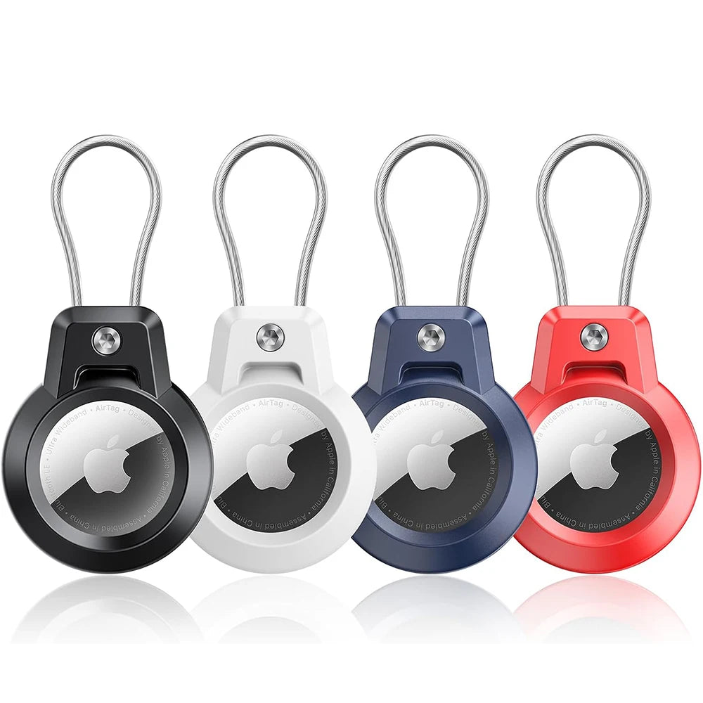AirTag Holder For Apple Airtags Keychain Holder Case with Steel wire line and 360 Degrees Protective for Luggage Backpack Keys