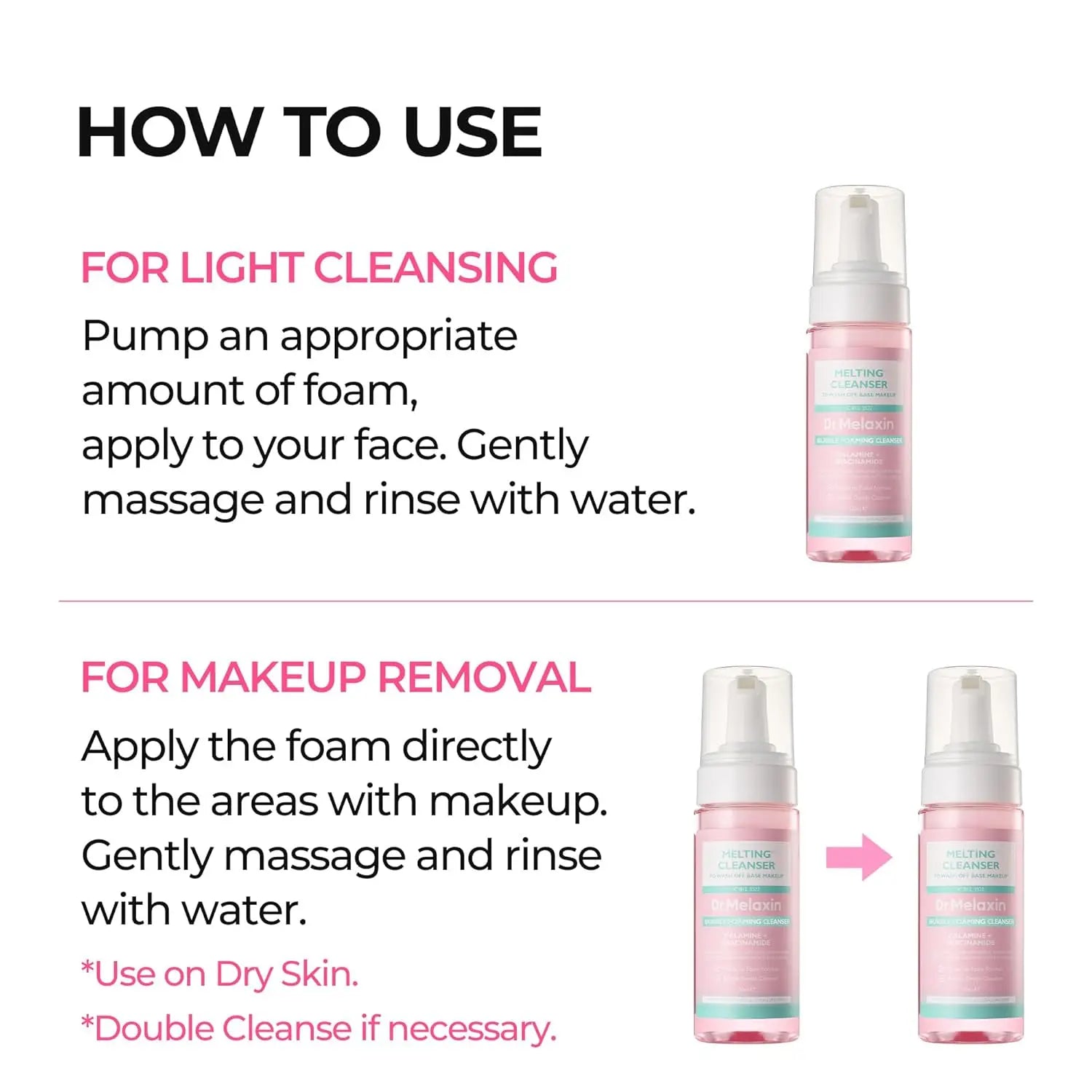 Dr.Melaxin Melting Cleanser - Hypoallergenic Makeup remover with Quick Bubble, Deep Pore Cleansing for all skin type, 150ml