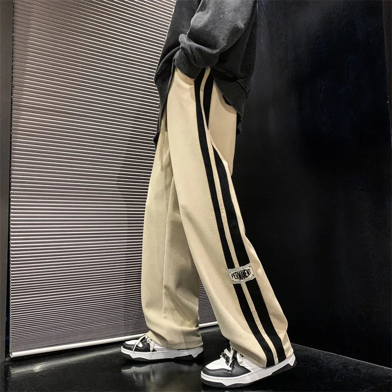 High Street Casual Pants Men Wide-leg Straight Corduroy Trousers Spring Autumn Fashion Jogger Couple Streetwear new sweatpants