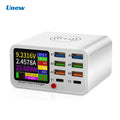 Multifunction USB C Fast Charger 8 Port Desktop Charger Type C PD3.0 PPS QC3.0 15W Fast Wireless Charger for MacBook Phone