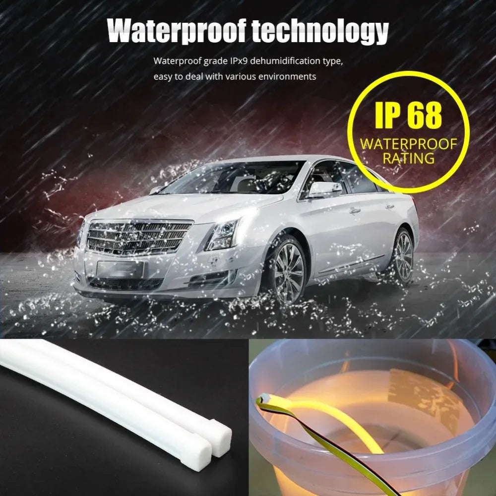 LED Light Strip APP Bluetooth Control RGB Multi-color Headlights 30/45/60CM LED Daytime Running Lights Flexible DRL Tube 12V 2X