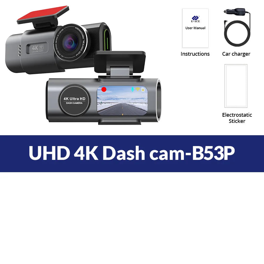 4K Dash Cam with Night Vision & Wi-Fi