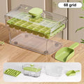 34/68 Cavity Double-Layer Press Type Ice Cube Tray with Storage Box Quick-Freeze Ice Maker Kitchen Gadget in Green and Yellow