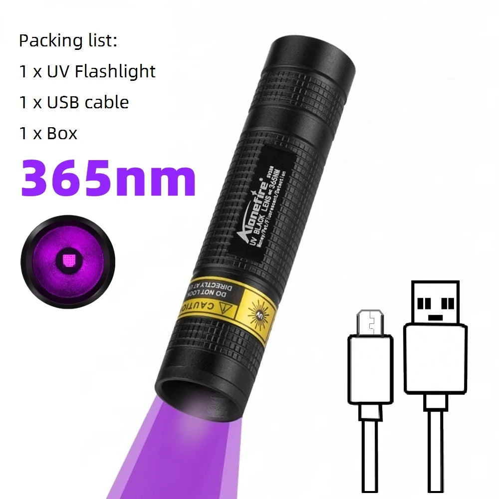 365nm UV Blacklight Flashlight – Rechargeable