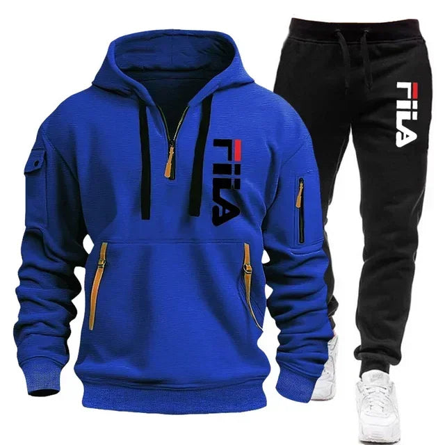Autumn and winter hot selling men's hooded sweatshirt+casual pants two-piece outdoor multi pocket pullover and sports pants set