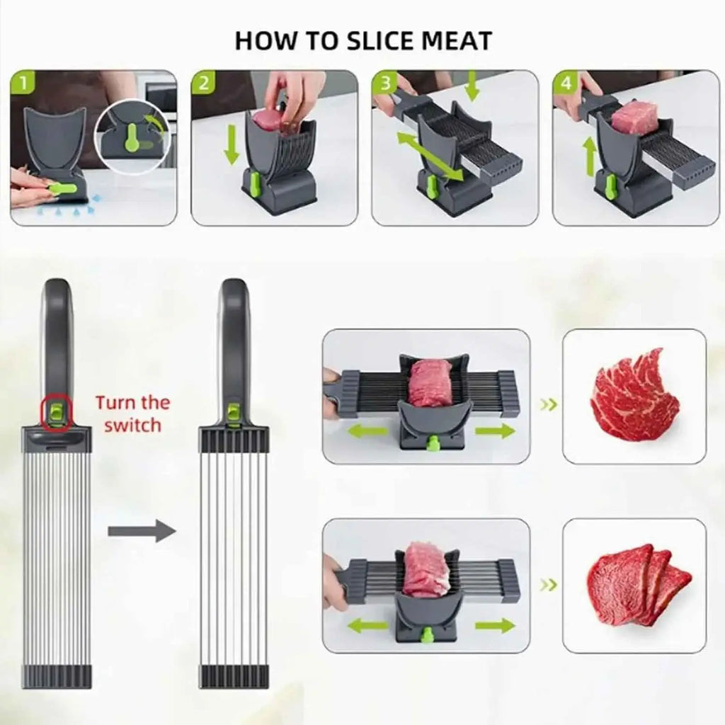 Manual Meat Slicer Household Meat Cutter Tool for Thin Slices Strips Cubes Minced Meat Handheld Fresh Meat Cutting Gadget