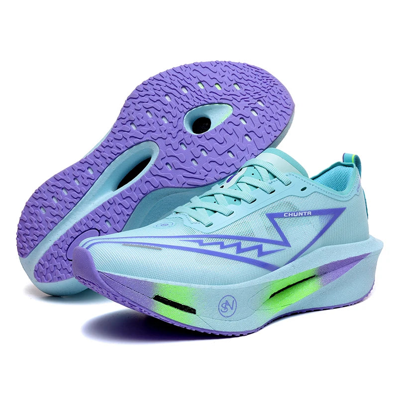 Men's and Women's Breathable Mesh Carbon Plate Chunta Running Shoes, Marathon Shock-Absorbing and Anti Slip Sports Shoes