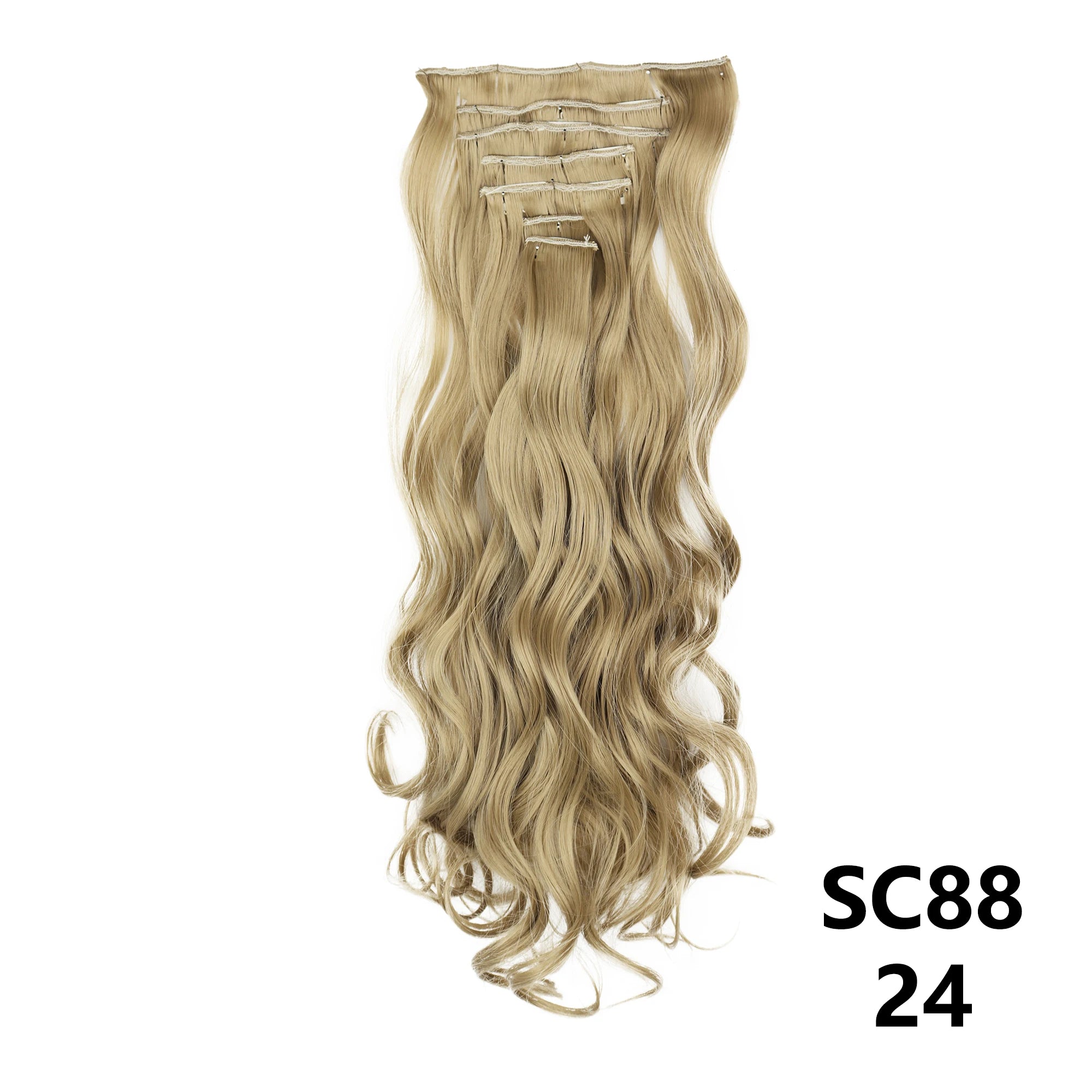 Long Straight Synthetic 16 Clips In Hair Extensions 7Pcs/Set High Temperature Fiber Black Brown Blonde Hairpiece For Women
