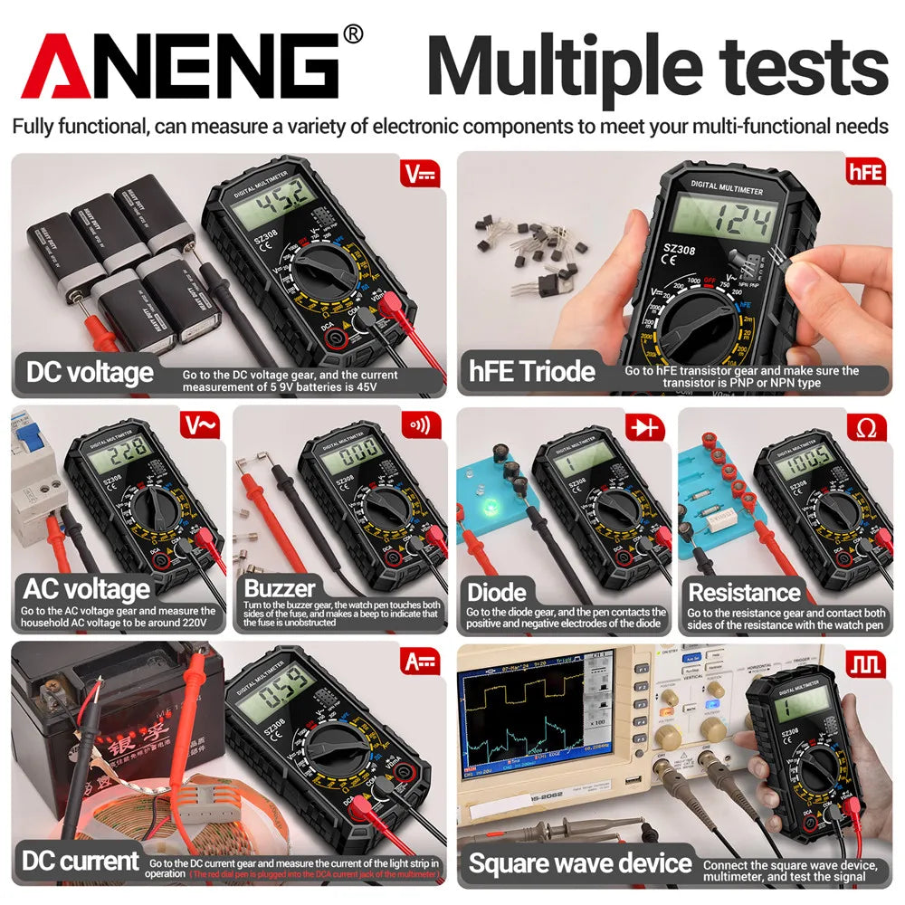 ANENG SZ308 Digital Multimeter – AC/DC Voltage & Current Tester
