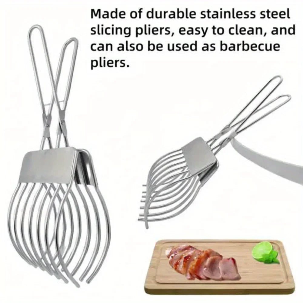Stainless Steel BBQ Slicer Meat Cutter Multi-Function Camping Kitchen Tool for Ham Bread Portable Rustproof Outdoor Accessories