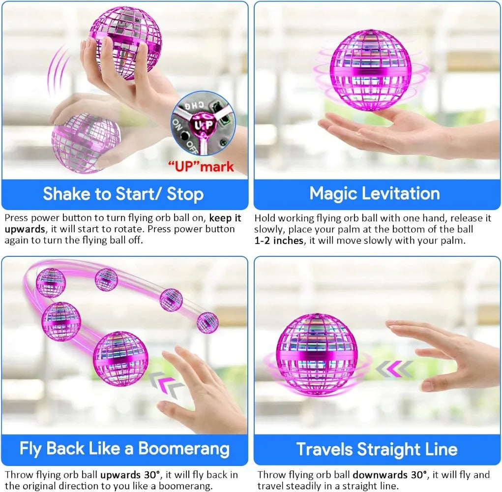 2026 Hand Controlled Flying Orb Mini Drone Boomerang Hover Spinning Globe Outdoor Flying Toy Birthday Present