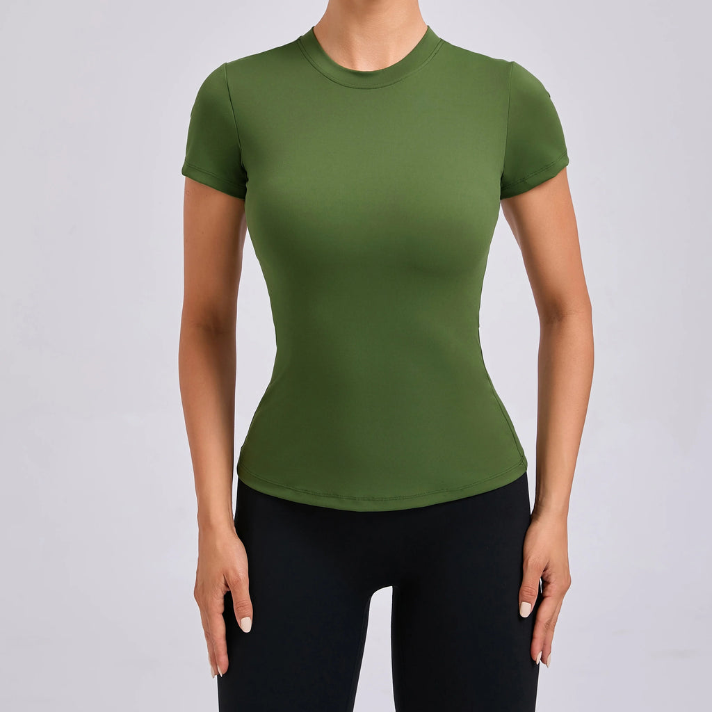 Women Top Yoga Shirts Quick Dry Running Tops Tights Push Up Workout Gym Clothes Short Sleeve Fitness Sports T-Shirts
