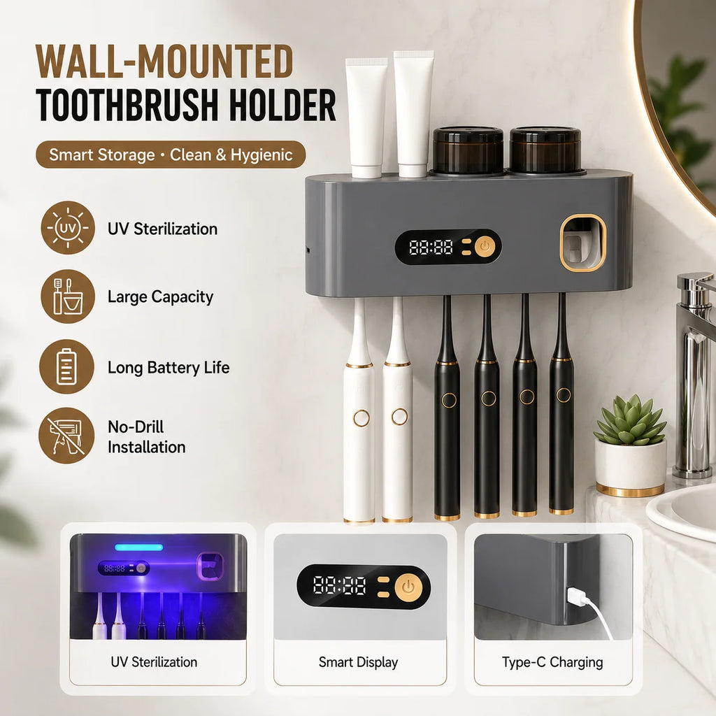 Toothbrush Sterilizer Uv Wireless Sterilization Toothbrush Holder Portable Rechargeable Wall-mounted Electric Toothbrush Holder