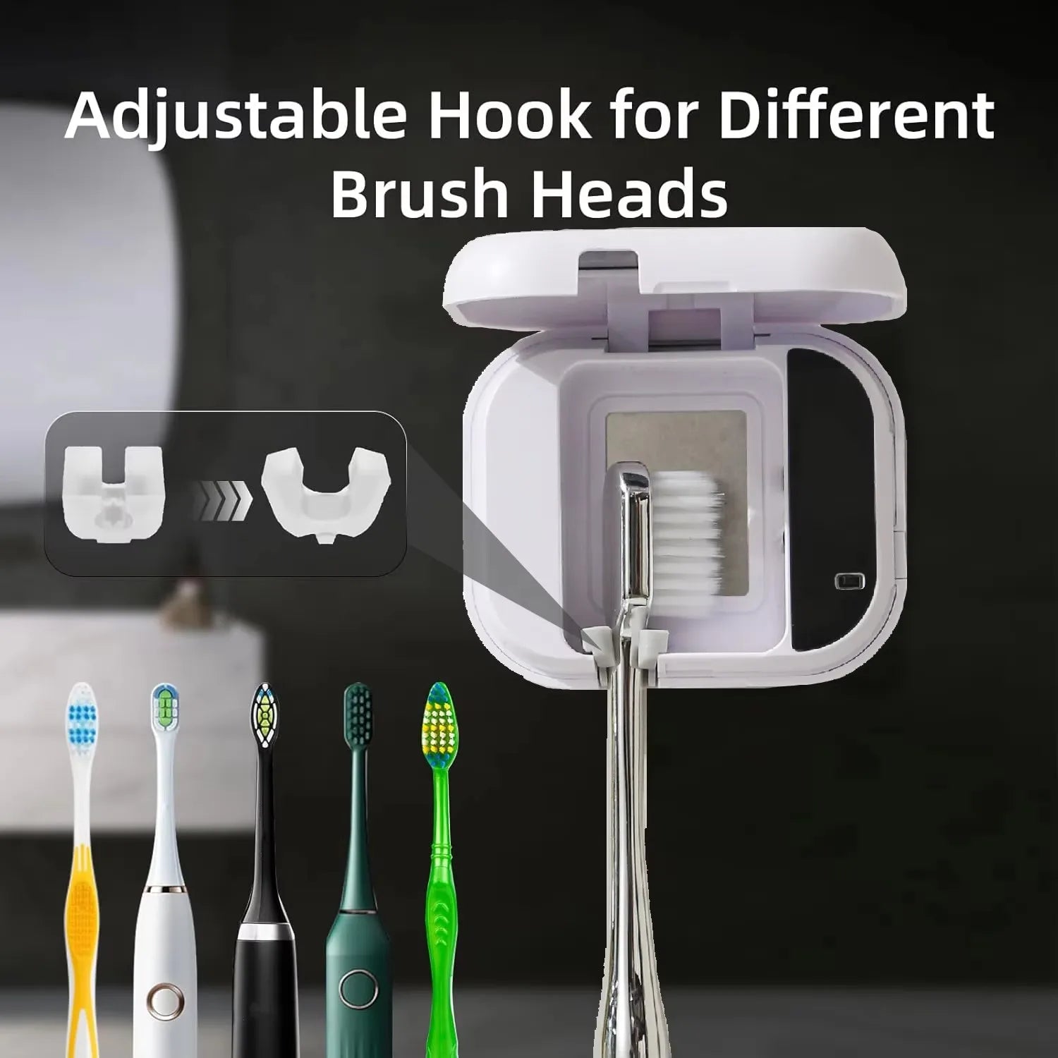 JUSTLANG Rechargeable Portable UV Toothbrush Sterilizer Smart Screen Display Wall Mounted Disinfector Mini Sanitizing Case