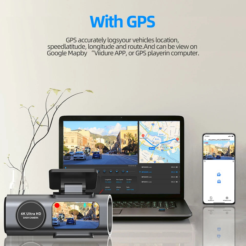 4K Dash Cam with Night Vision & Wi-Fi