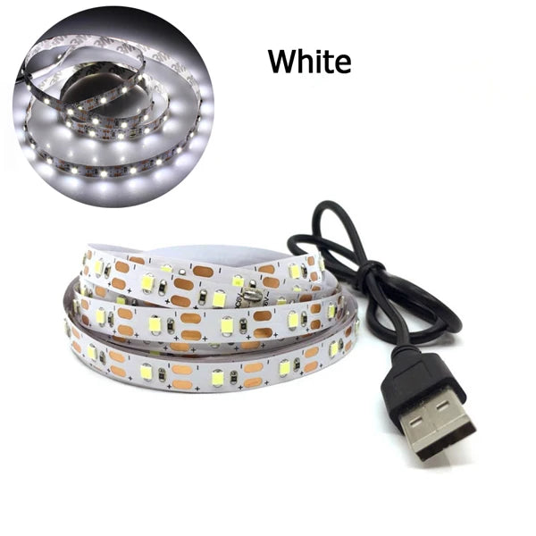 2835 RGB LED Strip Light 5V USB Power Flexible LED RGB/ White Ribbon 60LED 0.5m 1m 2m  5m TV Desktop Screen BackLight Diode Tape