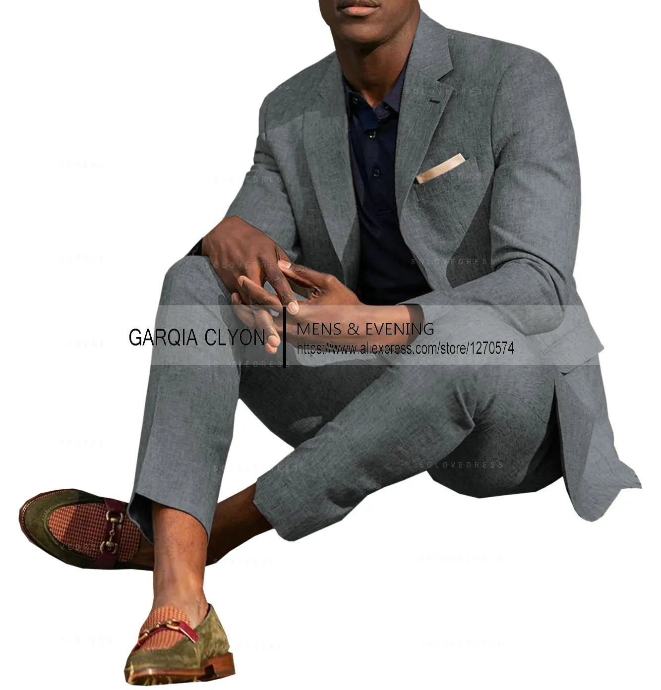 Linen Men's Suits 2 Pieces Summer Casual Notch Lapel Single Breasted Men's Wedding Suits（Blazer+Pants）